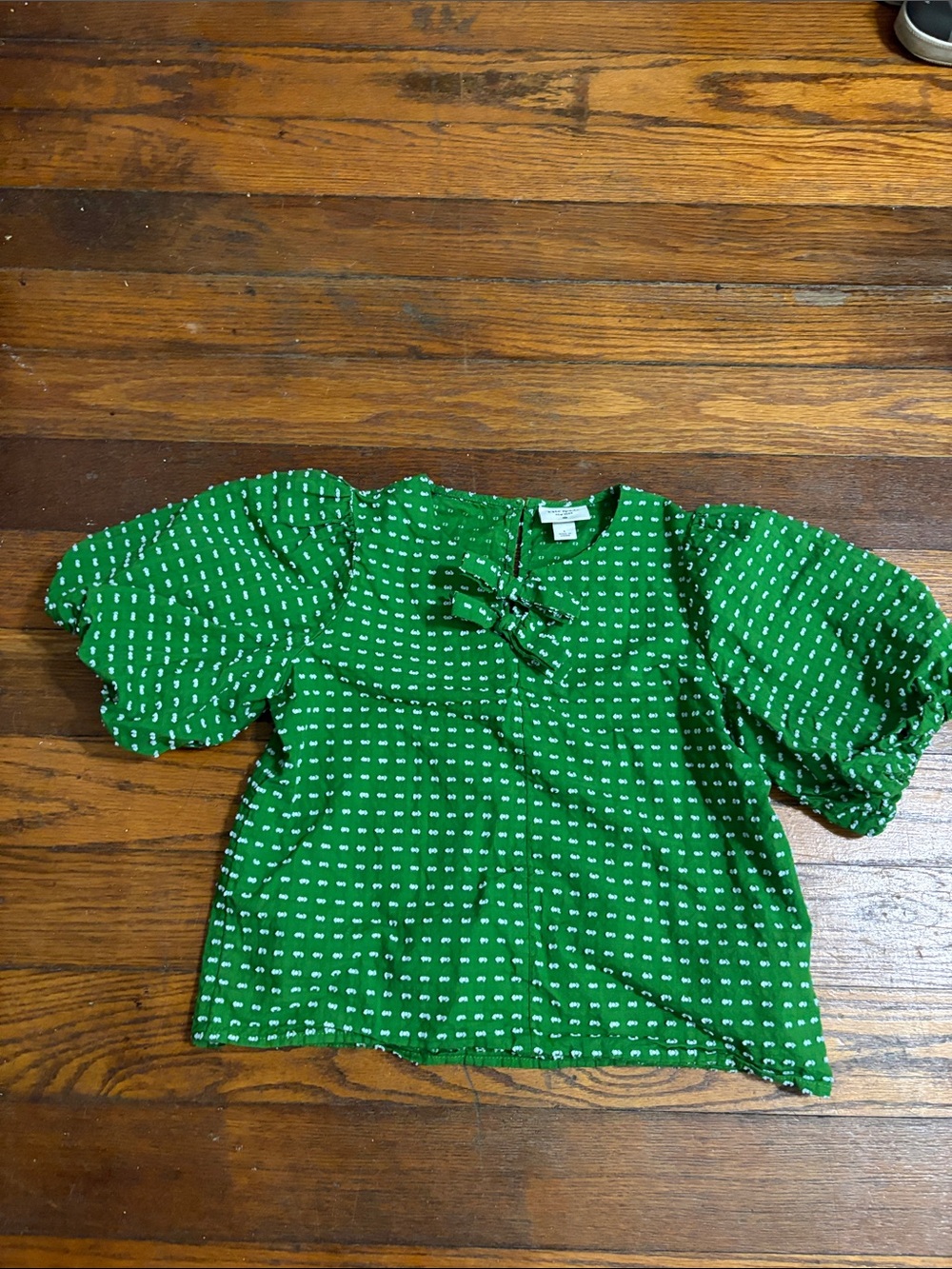 Kate spade X Target Green Puff-Sleeve Tie-Neck Blouse women’s large